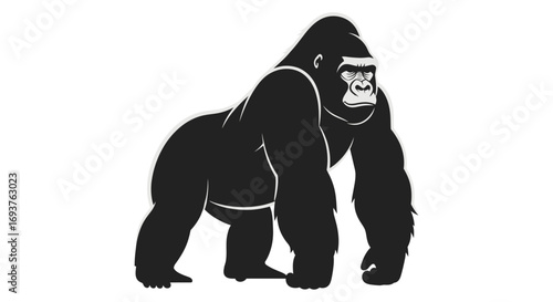 Powerful Gorilla Silhouette Majestic King of the Jungle Illustration