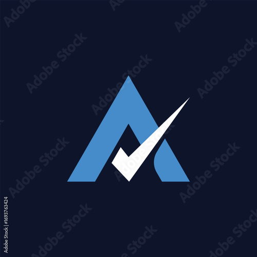 Triangle or Letter A Checkmark Approval Logo