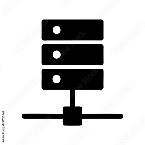Detailed graphic representation of a server network connection in simple black color