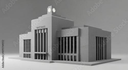 City hall building architecture design government building with clock tower structure and facade design
