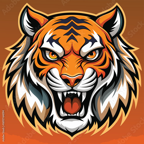 Fierce Tiger Head - Vector Illustration