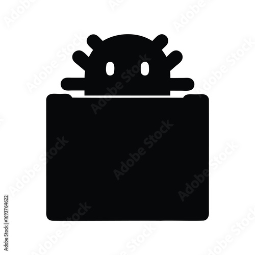 Cartoonish malware or computer virus icon design, a digital threat representation
