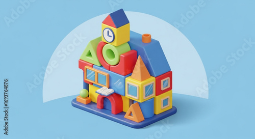 Colorful building blocks educational toy house for kids learning and creative play development game set
