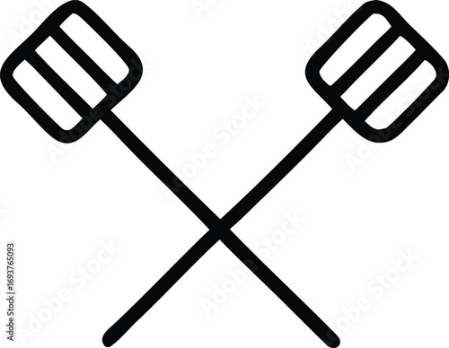 Simple doodle icon of two crossed spatulas ideal for kitchen food cooking recipes and culinary themed designs