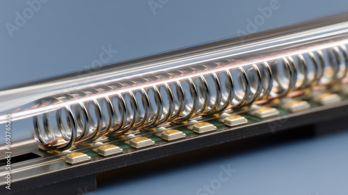 The piezoelectric ceramic stack actuator consists of stacked cylindrical electrodes. 3D Illustration.