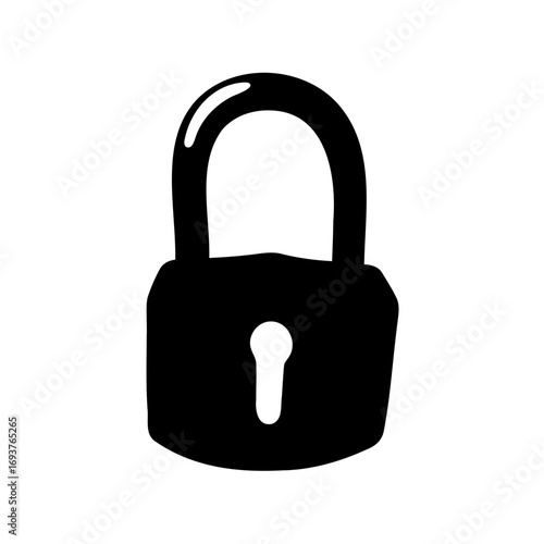 Stylized black and white image of a security padlock with a keyhole