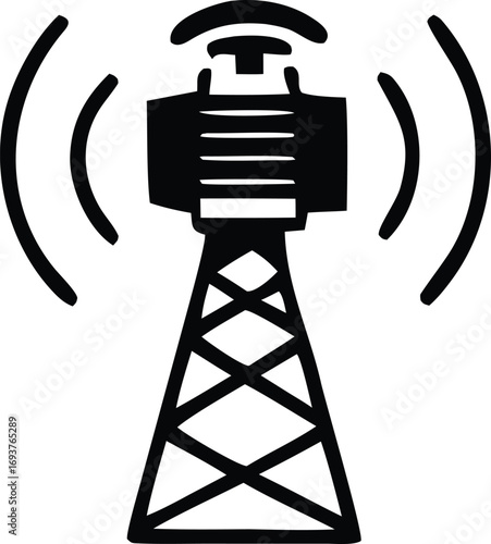 Communication tower broadcast signal icon symbol technology transmission radio waves data network connectivity wireless signal
