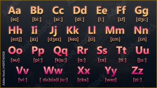 English alphabet, blackboard for learning