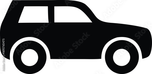 Black silhouette icon of an suv or crossover vehicle simple clean automotive transportation symbol for web and print use