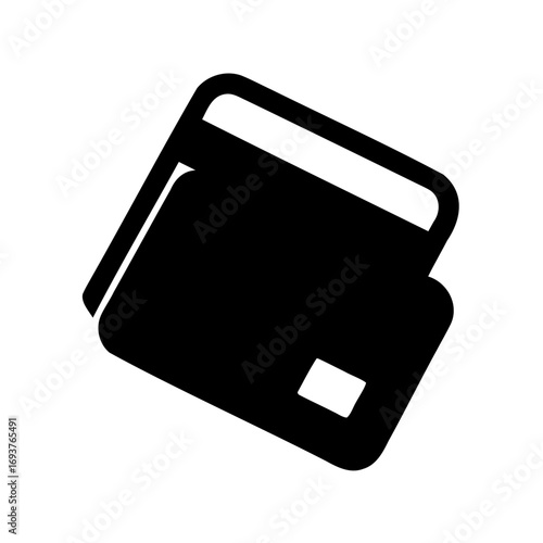 A simple black and white icon of two stacked credit cards