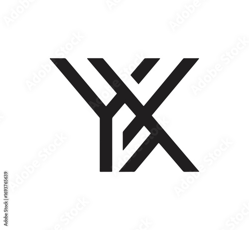 Abstract geometric logo design with interlocking lines and sharp angles for modern brands