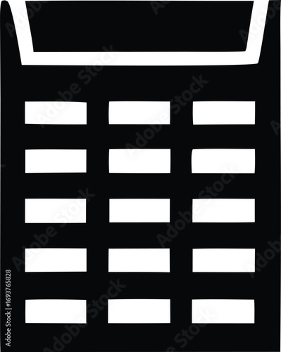 Simple icon of a calculator with a display and number pad representing finance and data entry