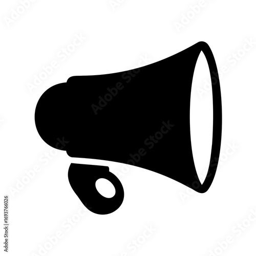 Stylized black vector illustration of a megaphone or loud speaker icon