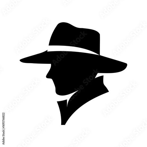 Silhouette of a man in a fedora hat with a trench coat