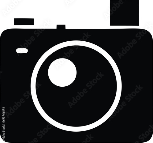Minimalist black and white camera icon capturing memories and visual storytelling simple design for photography enthusiasts and professionals