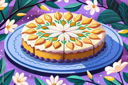 Spanish tarta de Santiago almond cake dessert, Galician traditional pastry, religious heritage delicacy, cultural sweet
