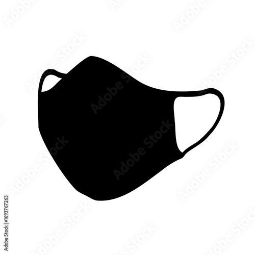 Black protective face mask, preventing the spread of germs and viruses.