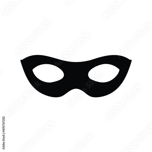 Isolated illustration of a simple black bandit eye mask on white background