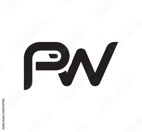Modern pw monogram logo design bold black lettering creative branding identity