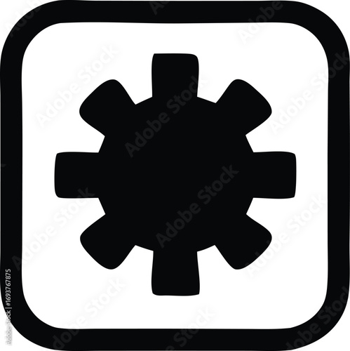 Bold black asterisk symbol enclosed in a rounded square provides a striking graphic element for design projects and digital applications