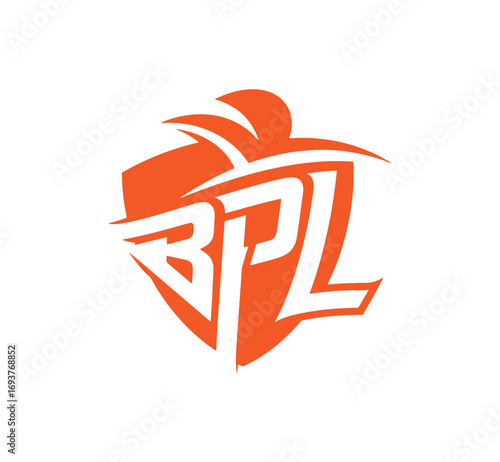 Bpl logo orange shield with white text for bangladesh premier league sports branding