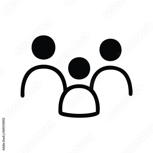 Minimalist Icon of a Family with Two Adults and One Child Figure