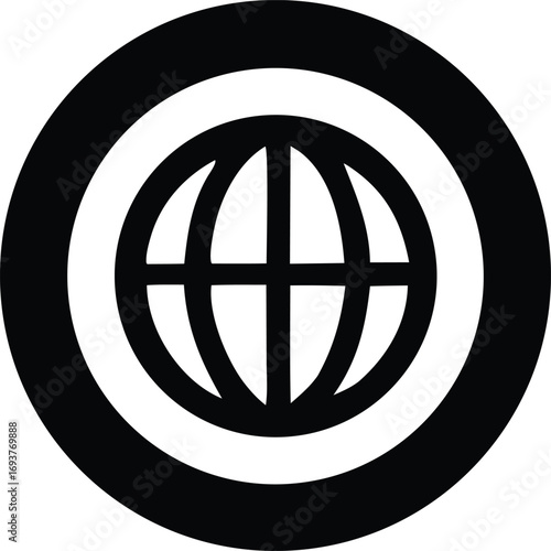 Global target symbol a stylized globe icon within concentric circles representing worldwide reach and focus