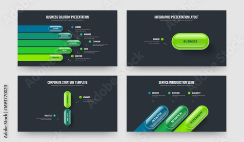 Visual Showcase Five One Two Three Option Diagram Presentation Layout Vector Illustration Bundle. Project Insight 5 1 2 3 Element Infographic Frame Design Set.