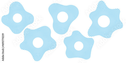 Soundwave ripple icons in concentric circle patterns with broken lines. Round speaker, wifi signal, radar beat, and audio vibration signs for technology, echo and music concepts.