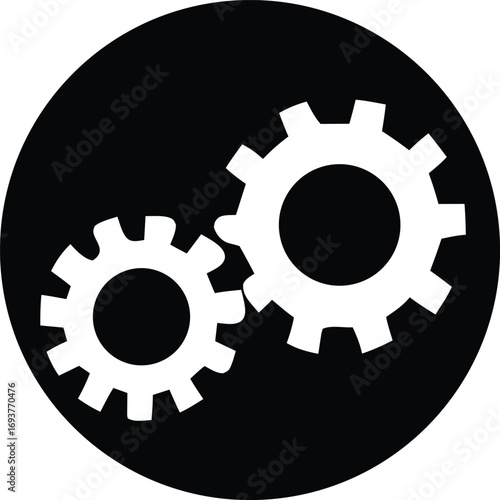 Interlocking gears symbol representing machinery industry technology and mechanical engineering concepts