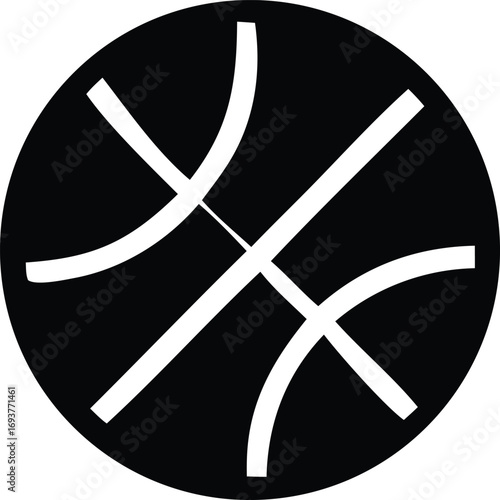 Iconic basketball symbol simple graphic design dynamic lines abstract sport ball silhouette classic sports emblem