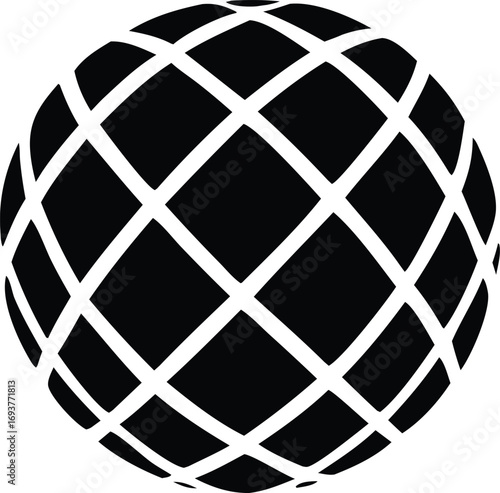 Abstract globe sphere with intersecting grid lines and lattice pattern geometric design concept art