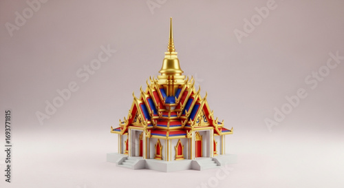Beautiful thai temple architecture with golden spire and ornate roof design for travel and culture lovers
