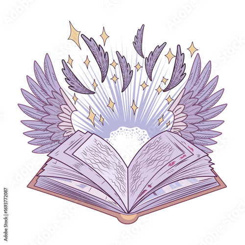 Flat style illustration representing mystical book 
