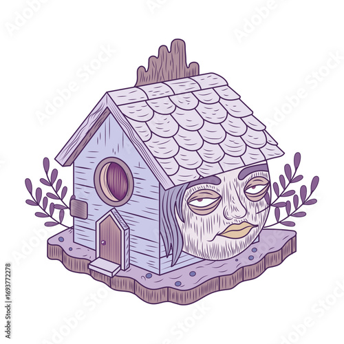 A flat style illustration representing cottage 
