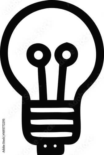 Simple hand drawn light bulb icon representing ideas innovation and creative solutions for business and design projects