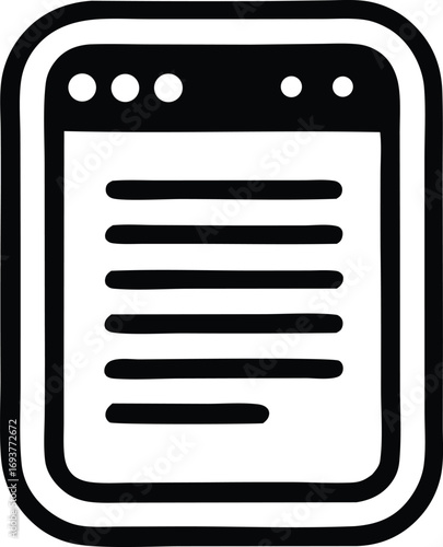 Simple document icon representation digital document file notes page text content interface symbol web page abstract design element