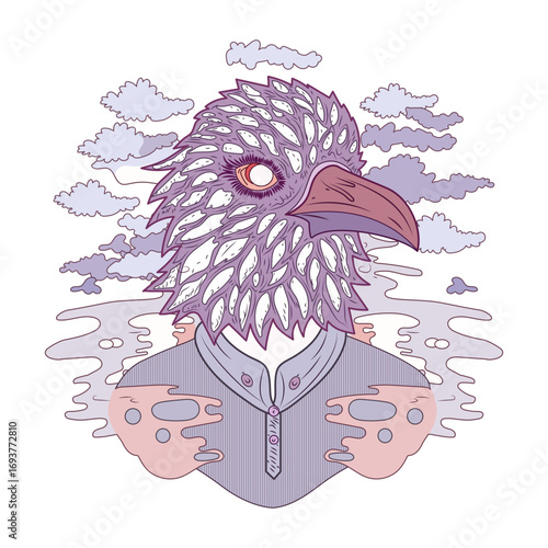 A flat style illustration representing bird character 