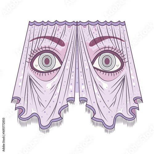 A flat style illustration representing mystic drapes 

