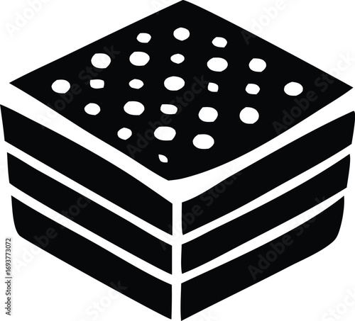 Simple block stack graphic with perforated top surface ideal for design elements and icons
