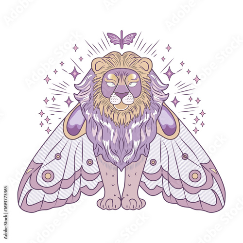 Flat style illustration depicting mythical creature 
