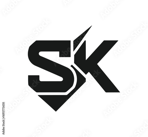Bold sk monogram logo modern geometric design letter mark brand identity