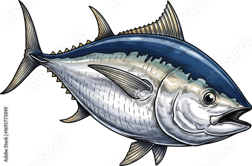 Detailed Illustration of a Tuna Fish