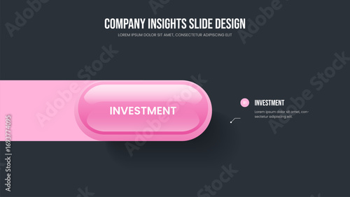 Project Visualization Slide Template Vector Illustration. Advertising Overview 1 Step Infographic Presentation Layout. Professional Proposal One Option Diagram Slideshow Design.