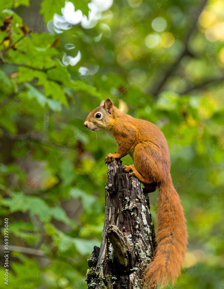 Fototapeta premium Squirrel on tree stump