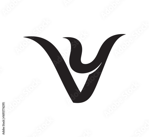 Abstract black stylized v logo design minimalist modern symbol for branding identity