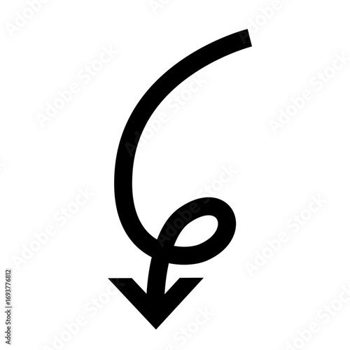 Curved loop-back arrow — undo, return, or redirect vector icon.