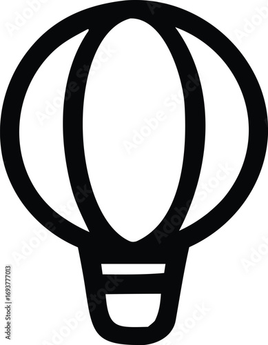 Simple line art hot air balloon icon for travel adventure and transportation graphics