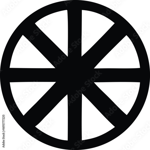 Ancient symbol wheel silhouette black symbolism spiritual geometric icon represents cycle sun or eternity sacred circle design