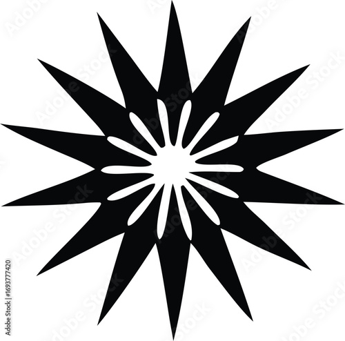Abstract geometric starburst shape sharp edges star symbol festive decorative element celestial body emblem design